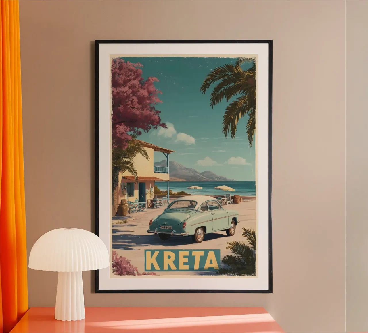 Crete vintage car poster van Vintage Travel Art