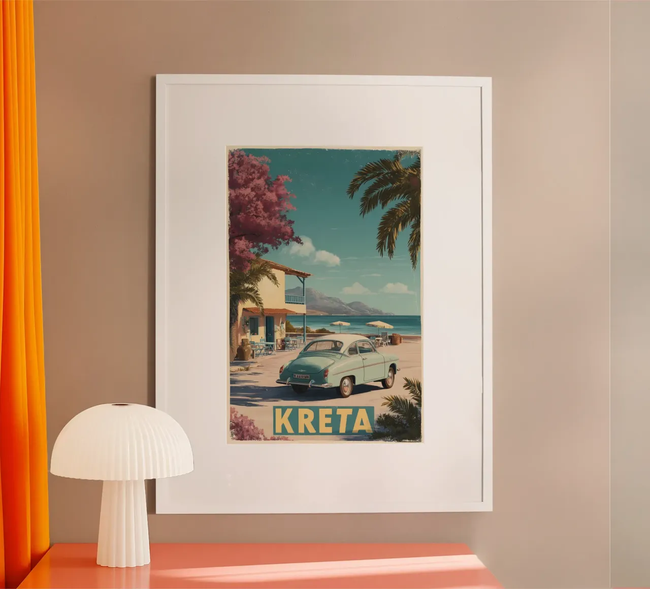 Creta auto d'epoca poster con telaio in alluminio da Vintage Travel Art