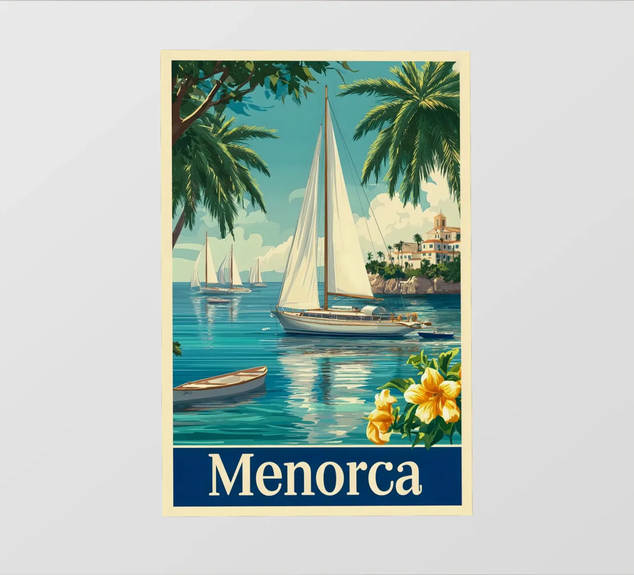 Minorca in barca a vela telo in pvc da Vintage Travel Art