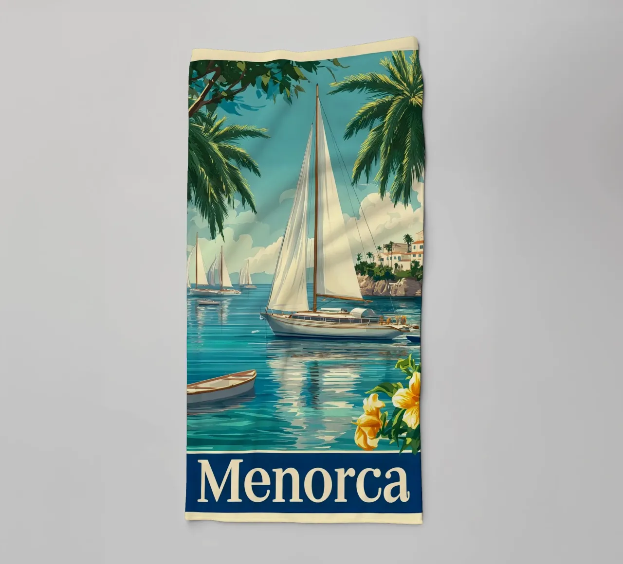 Minorca in barca a vela asciugamano da bagno da Vintage Travel Art