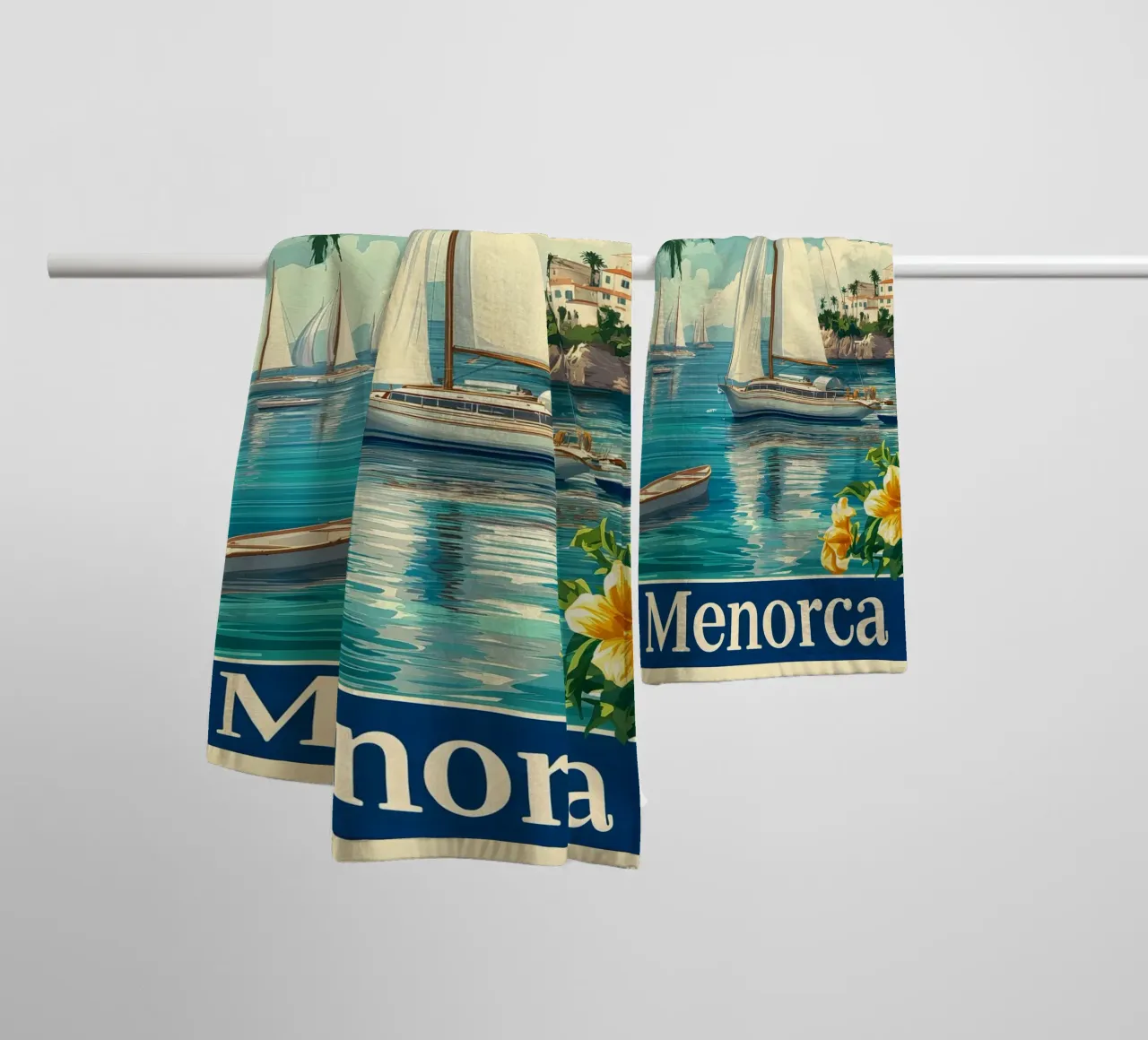 Minorca in barca a vela asciugamano da bagno da Vintage Travel Art