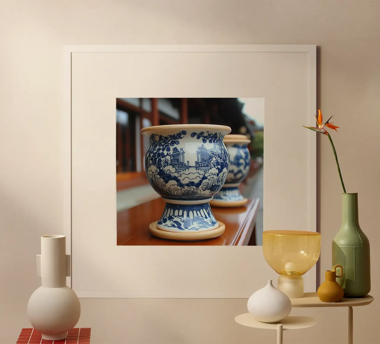 Essenza del Giappone poster con telaio in legno da Wanderlust Vibes