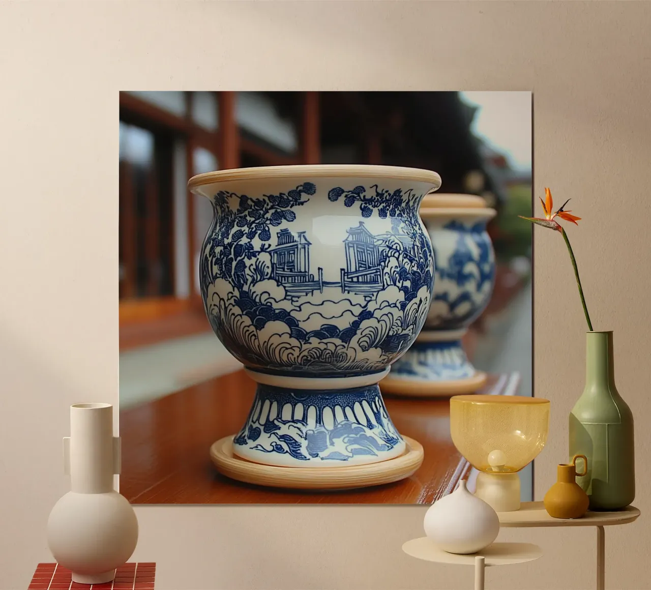 Essenza del Giappone poster con telaio in legno da Wanderlust Vibes