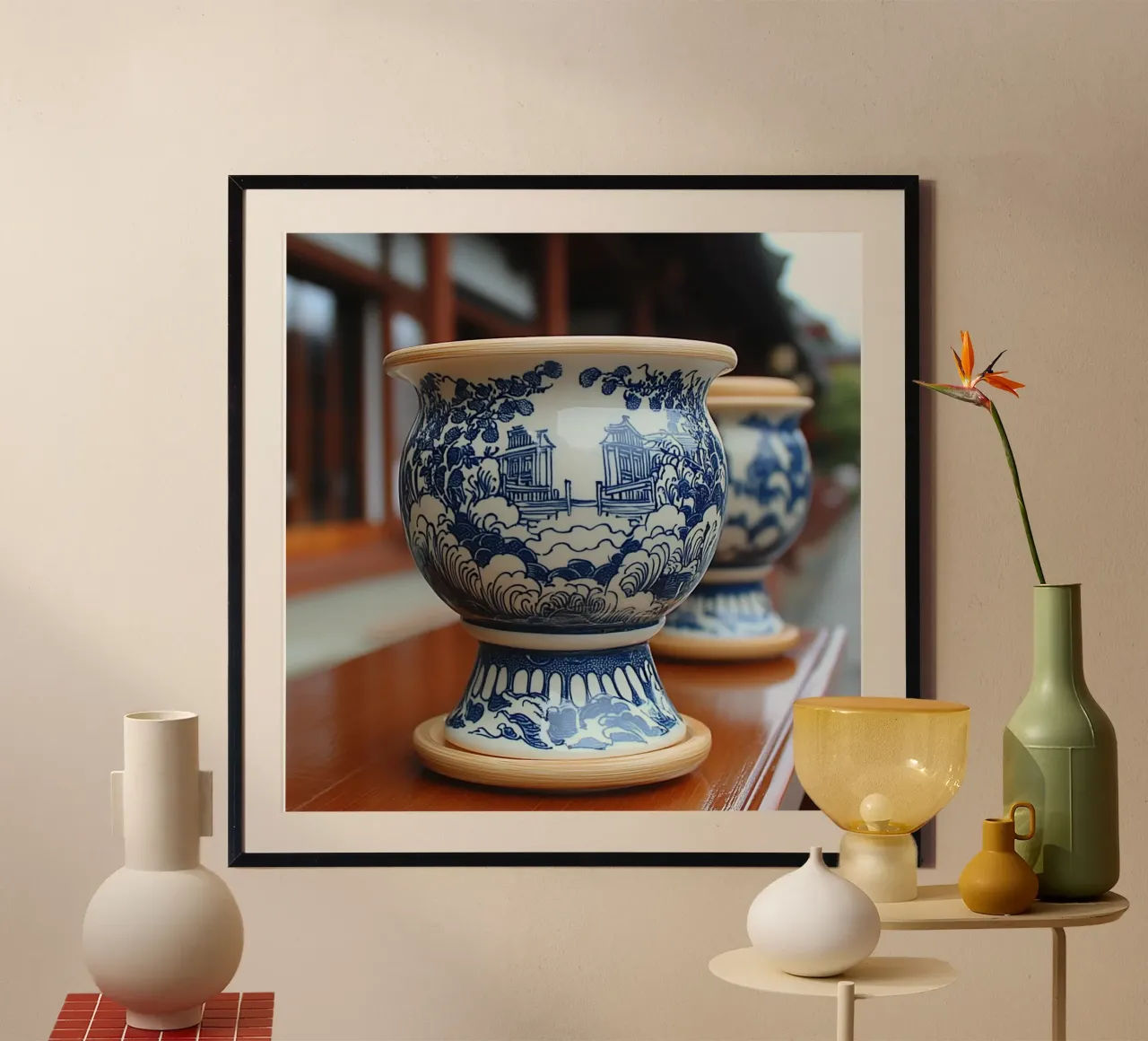Essenza del Giappone poster con telaio in legno da Wanderlust Vibes