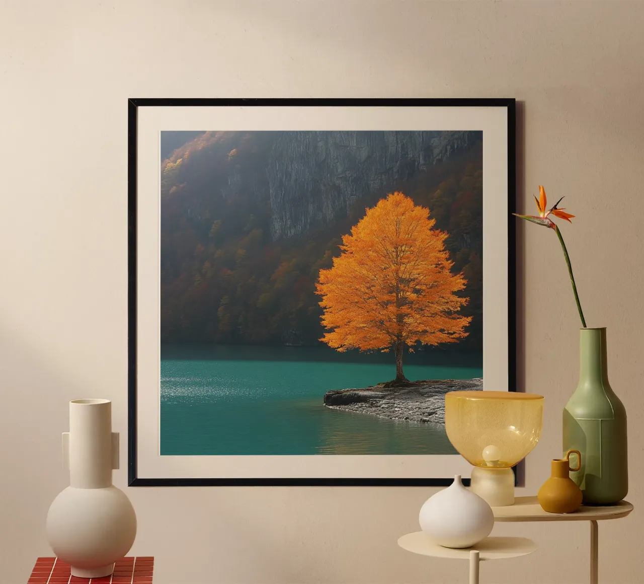 Essenza del Giappone poster con telaio in legno da Wanderlust Vibes