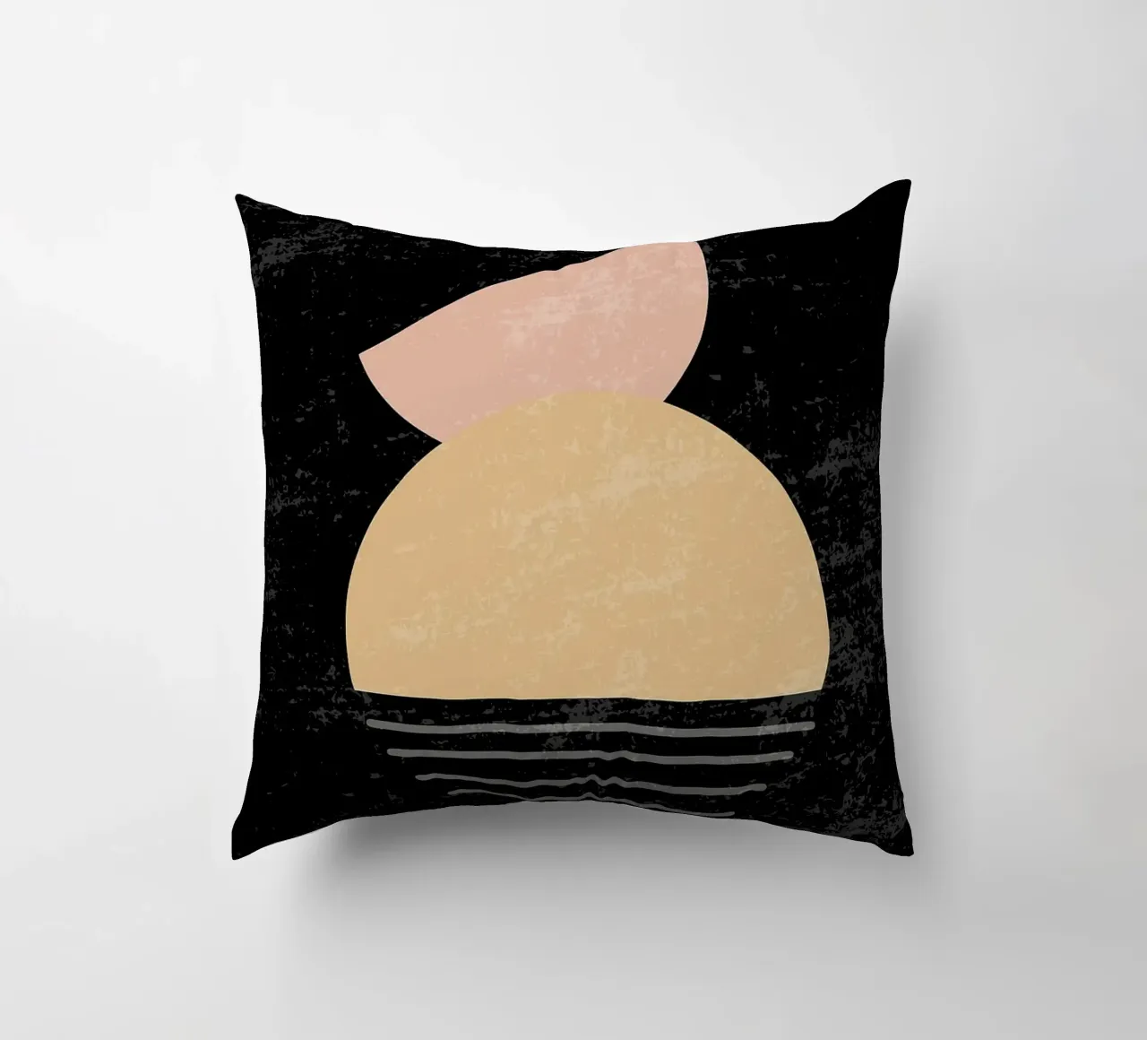 circle semi-circle abstract decorative cushion by E Cannon