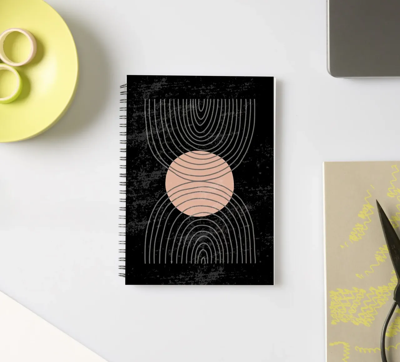 circle half-circle arch symmetry spiral notebook by E Cannon