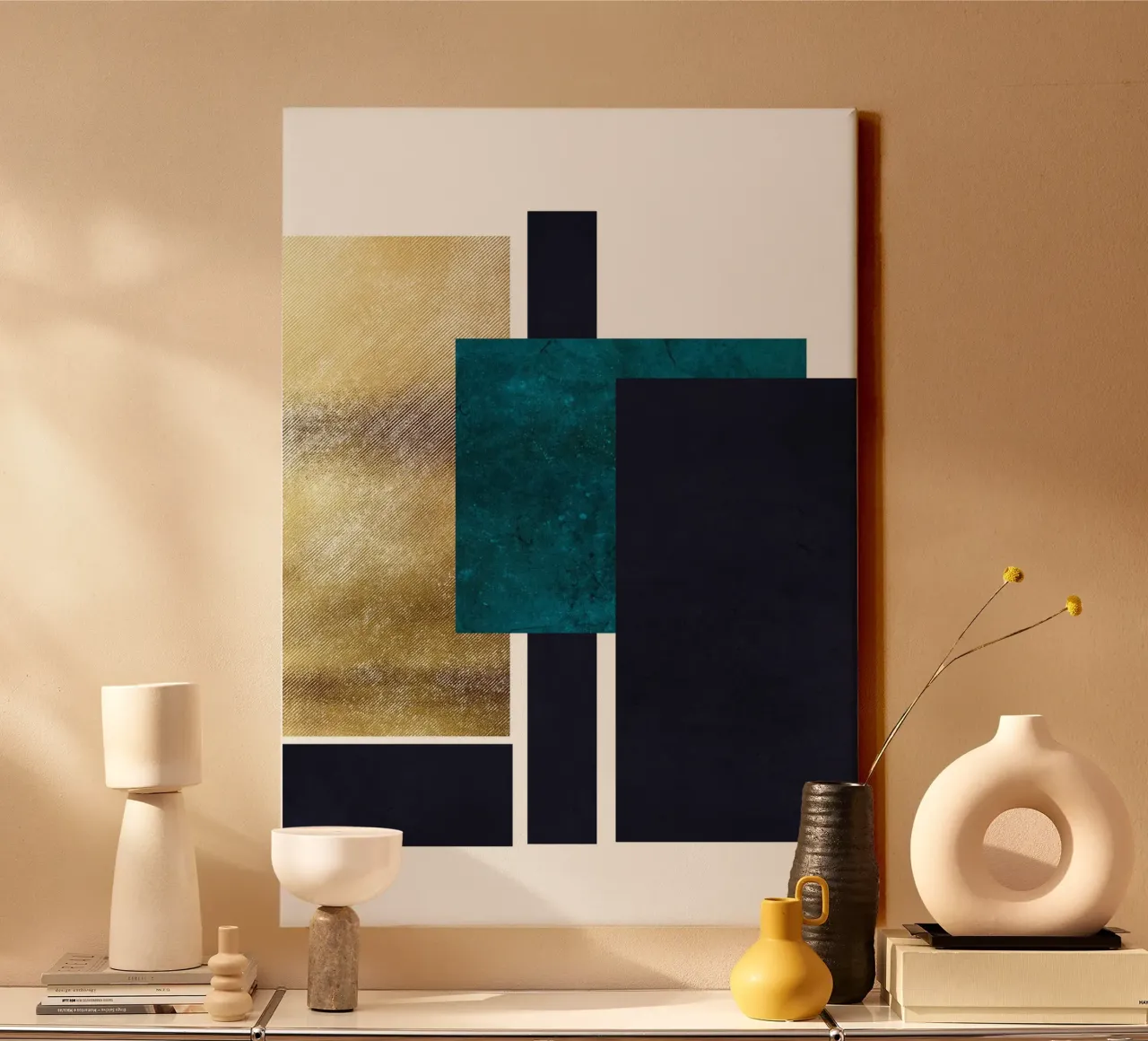 abstract geometric square feeling 2 tela con Cornice a cassetta da vintageshop