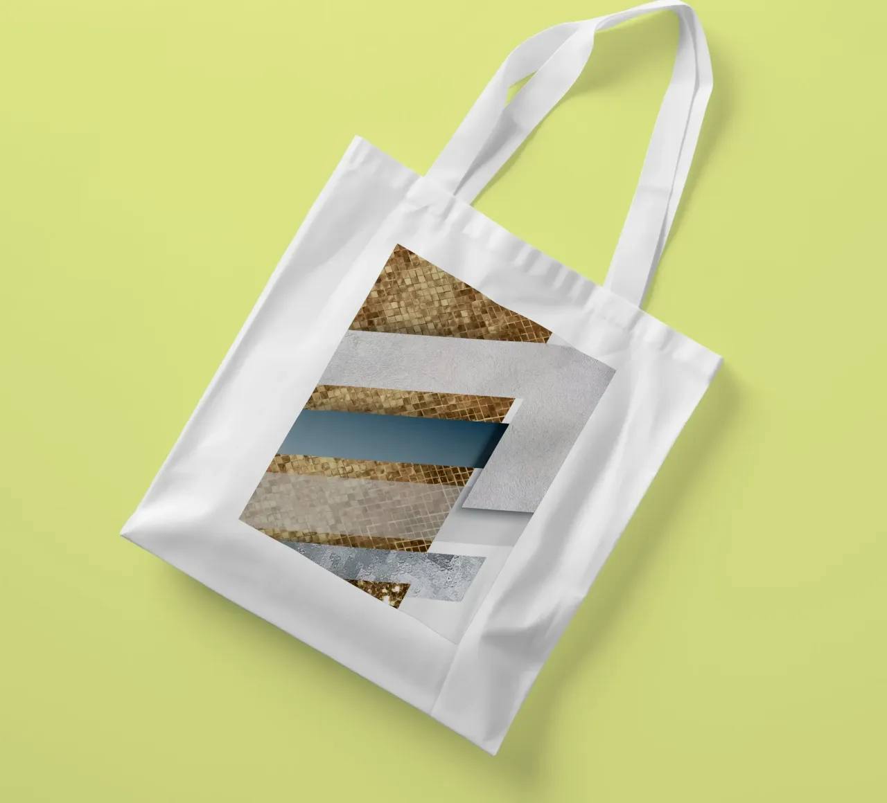 shimmering golden geometric abstract borsa in juta da vintageshop