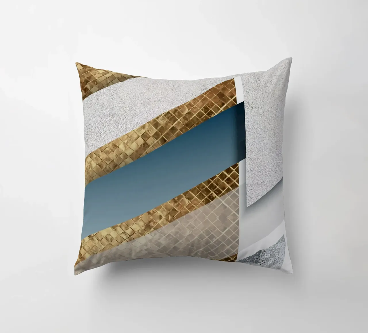 shimmering golden geometric abstract cuscino da vintageshop