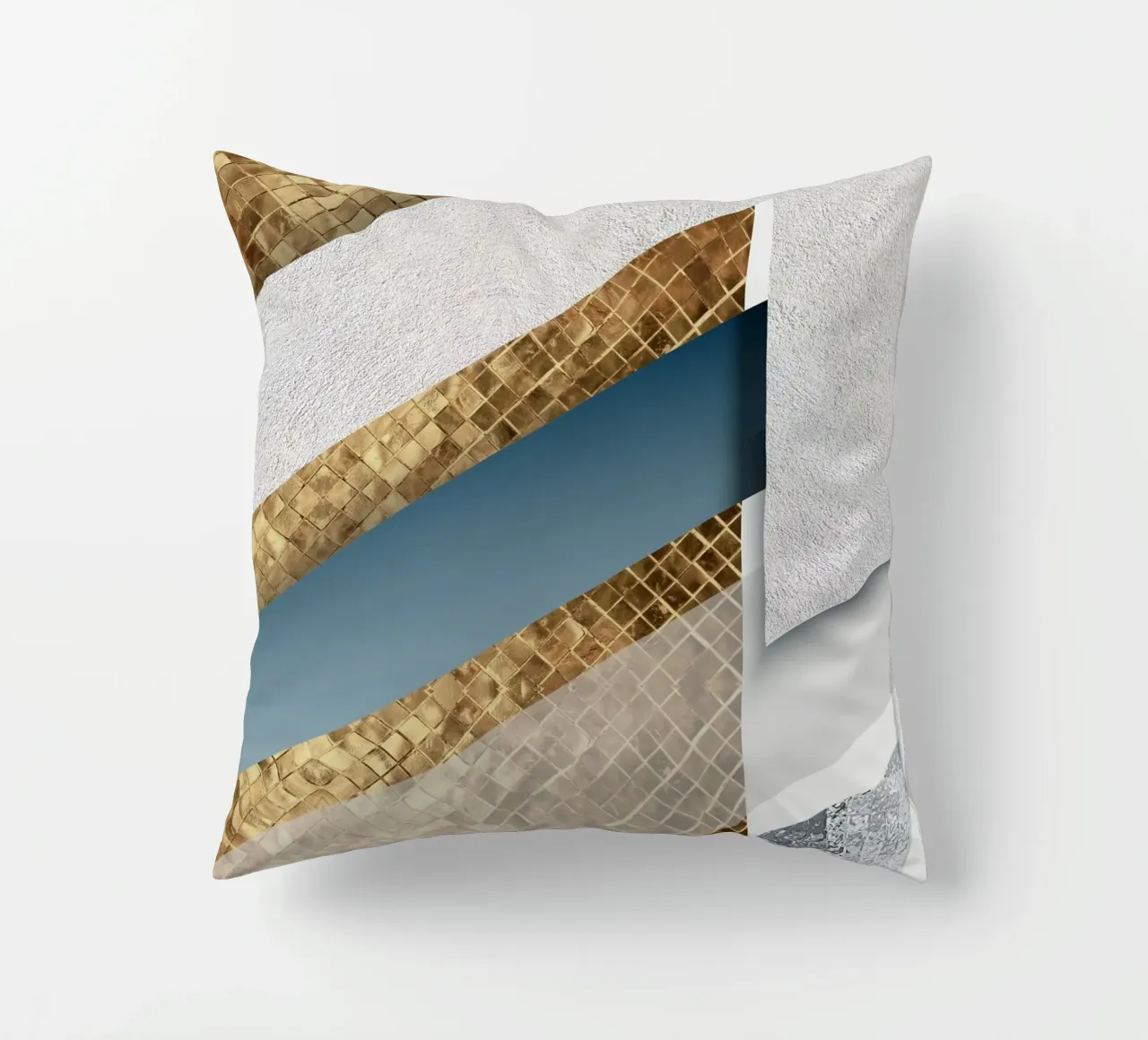 shimmering golden geometric abstract cuscino da vintageshop