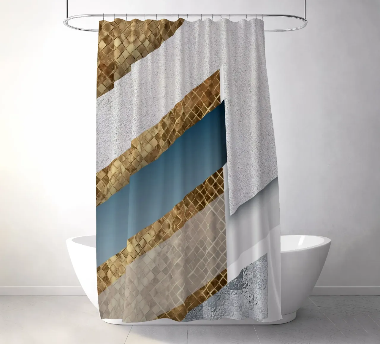 shimmering golden geometric abstract tenda da doccia da vintageshop
