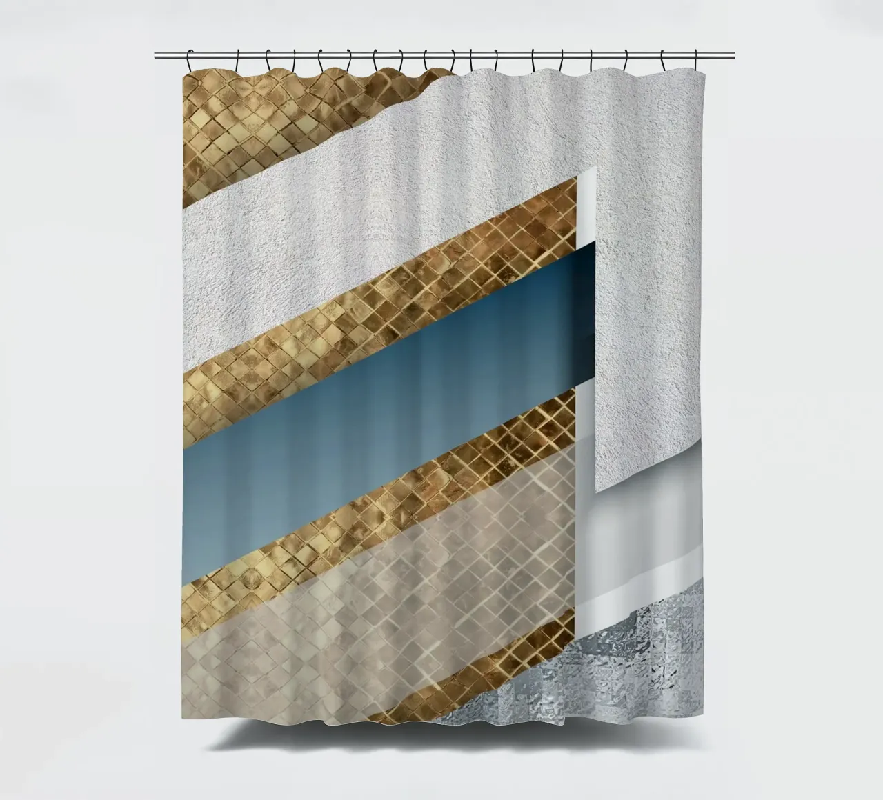 shimmering golden geometric abstract tenda da doccia da vintageshop