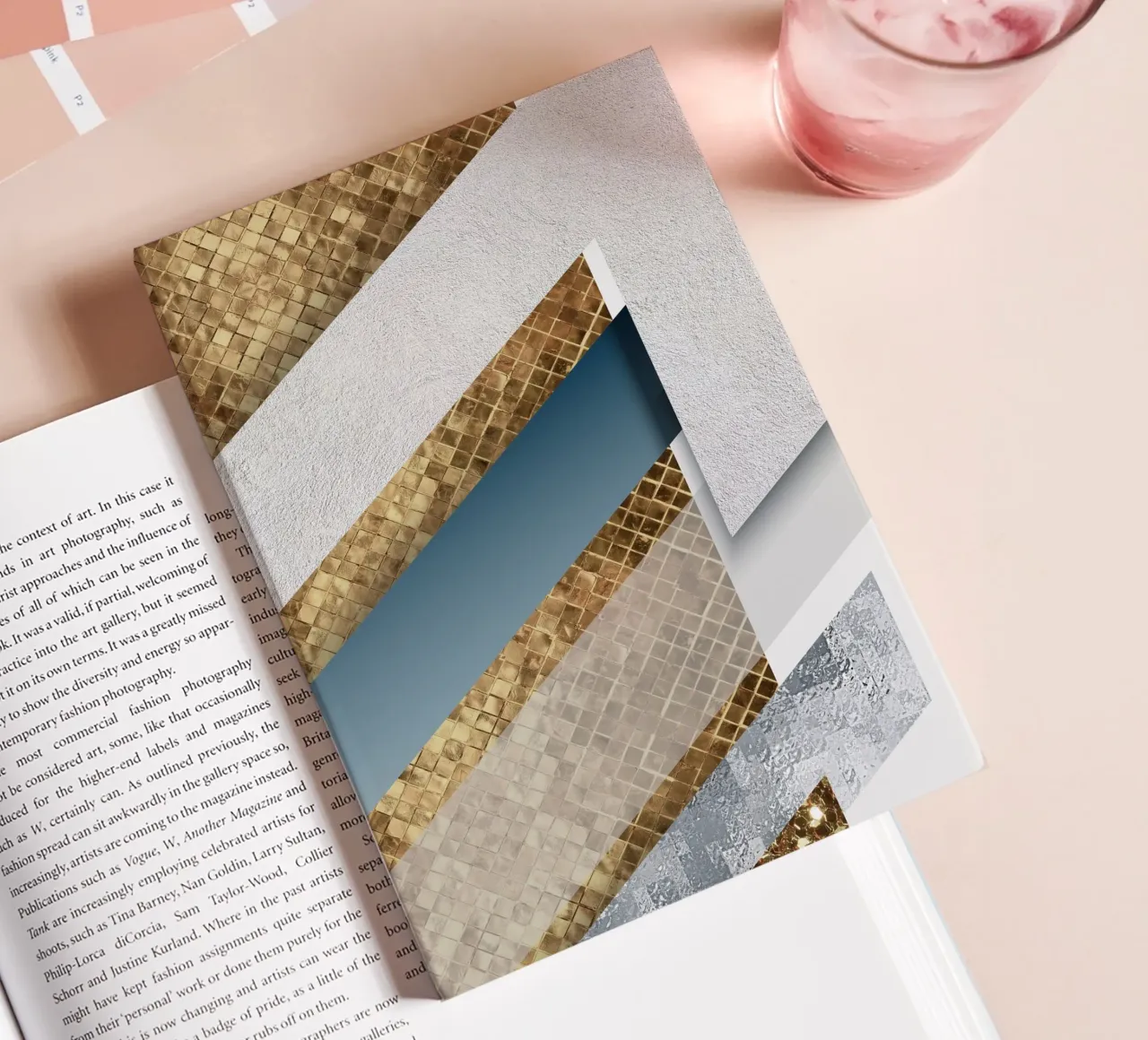 shimmering golden geometric abstract carnet de notes de vintageshop