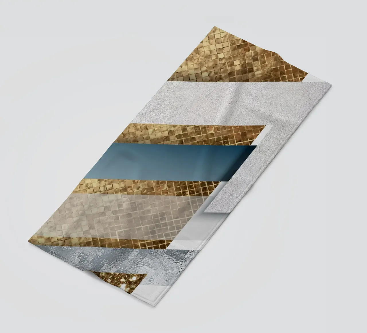 shimmering golden geometric abstract telo mare da vintageshop