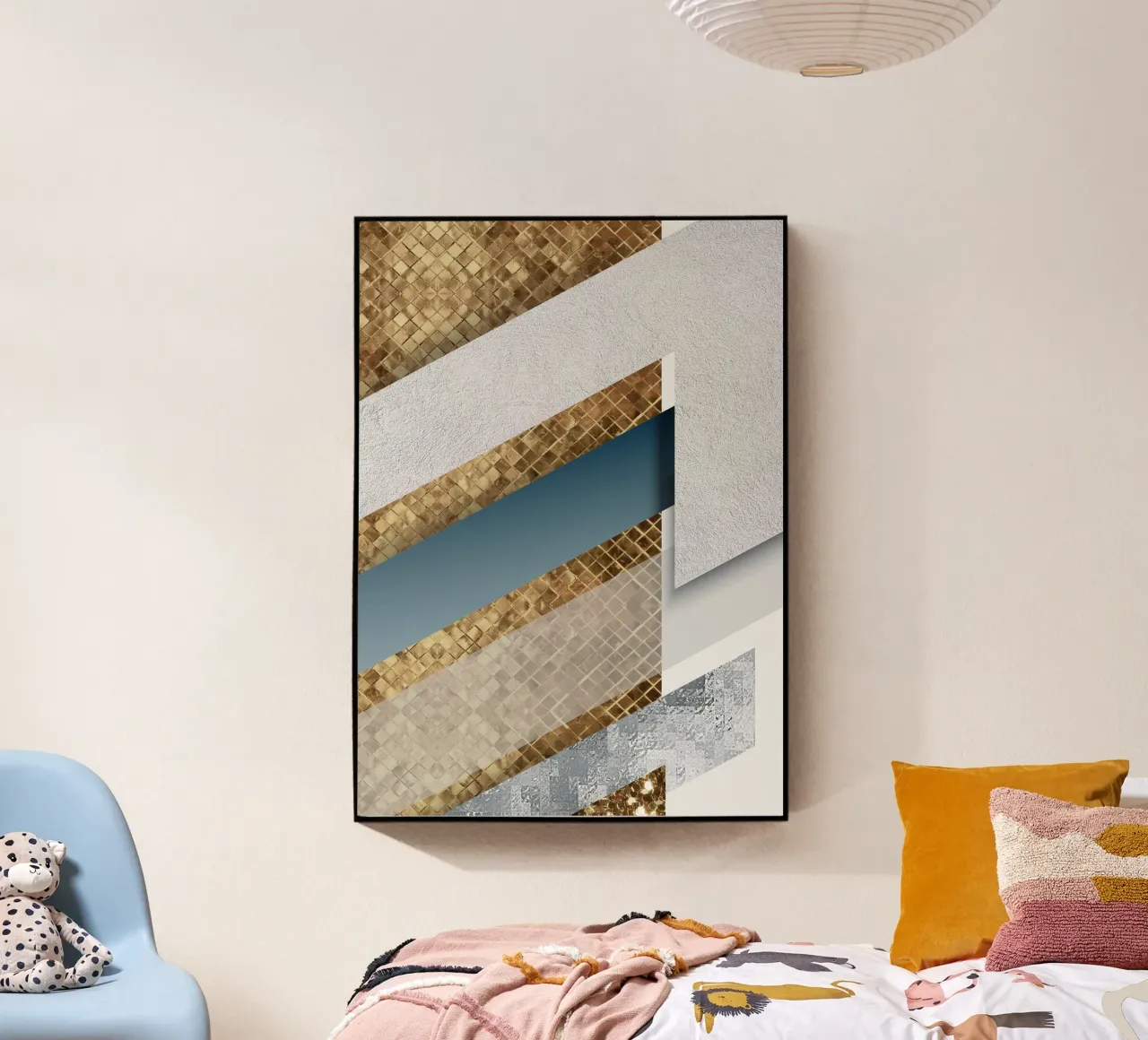 shimmering golden geometric abstract plexiglass da vintageshop