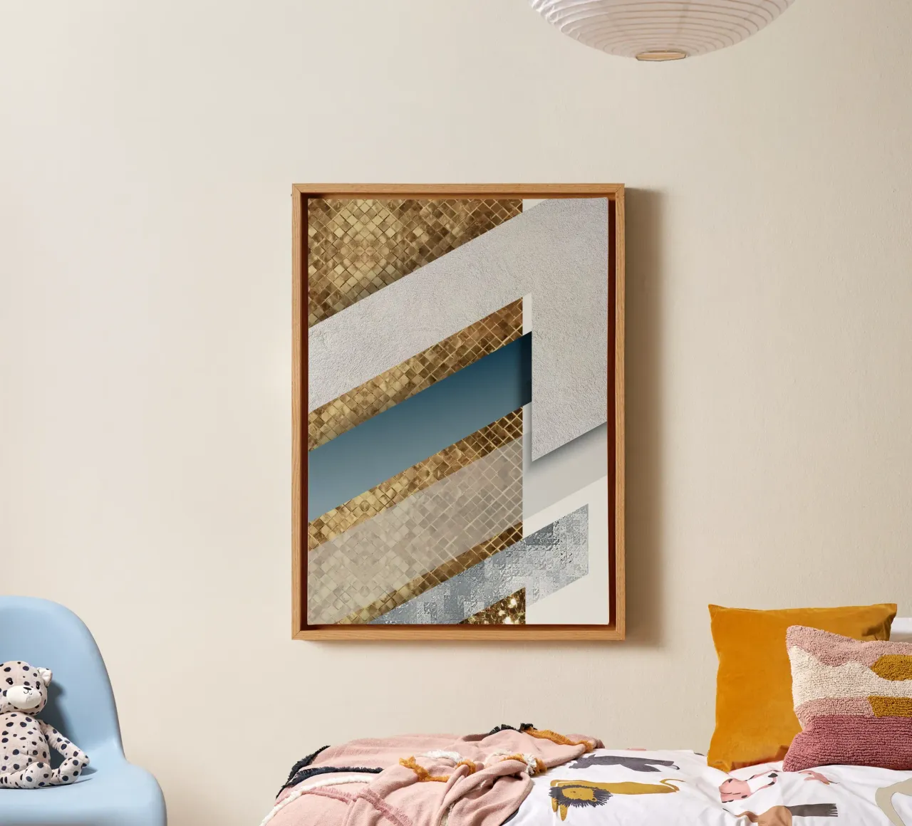 shimmering golden geometric abstract canvas by vintageshop