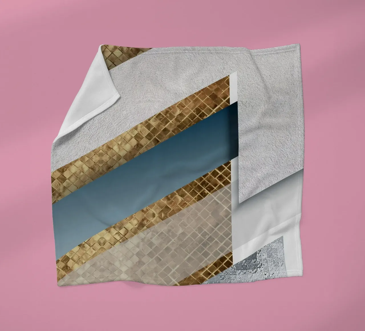shimmering golden geometric abstract coperta in pile da vintageshop