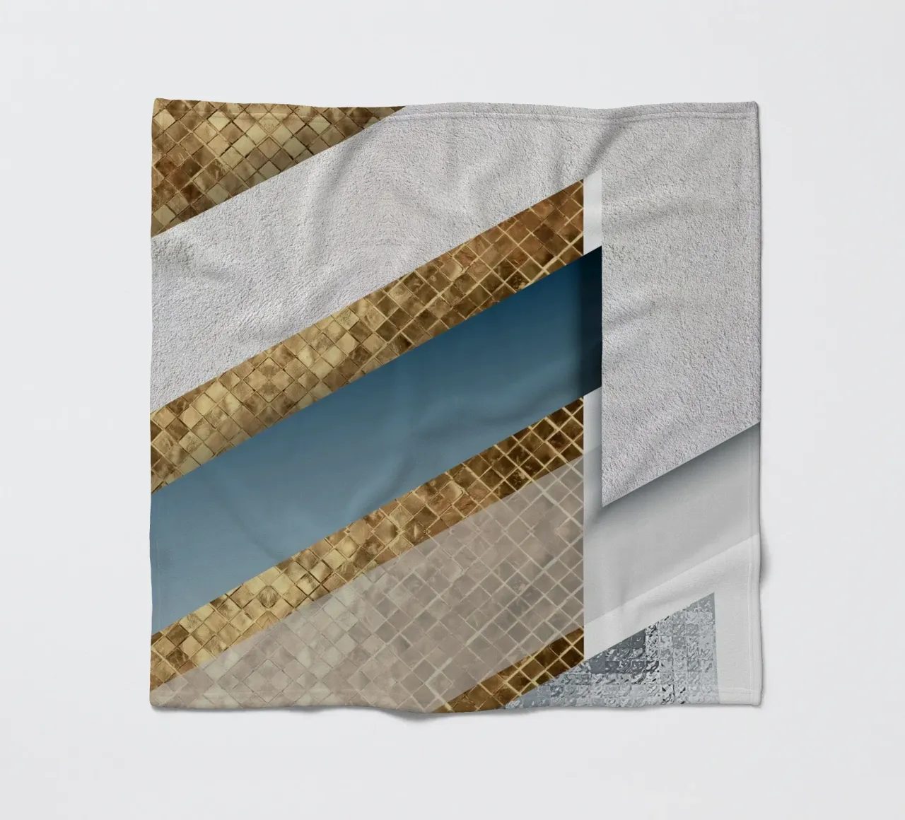 shimmering golden geometric abstract coperta in pile da vintageshop