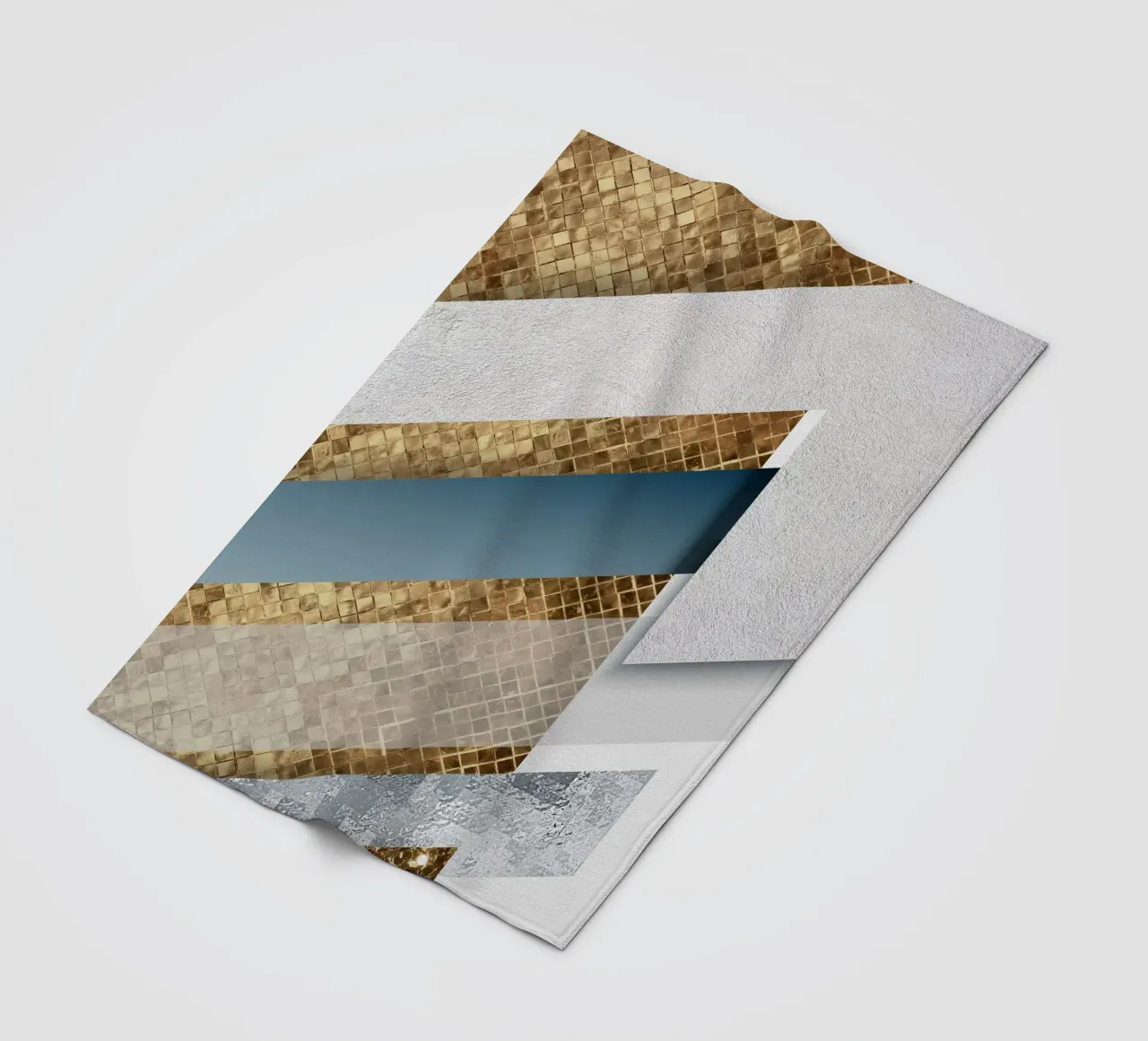 shimmering golden geometric abstract coperta in pile da vintageshop