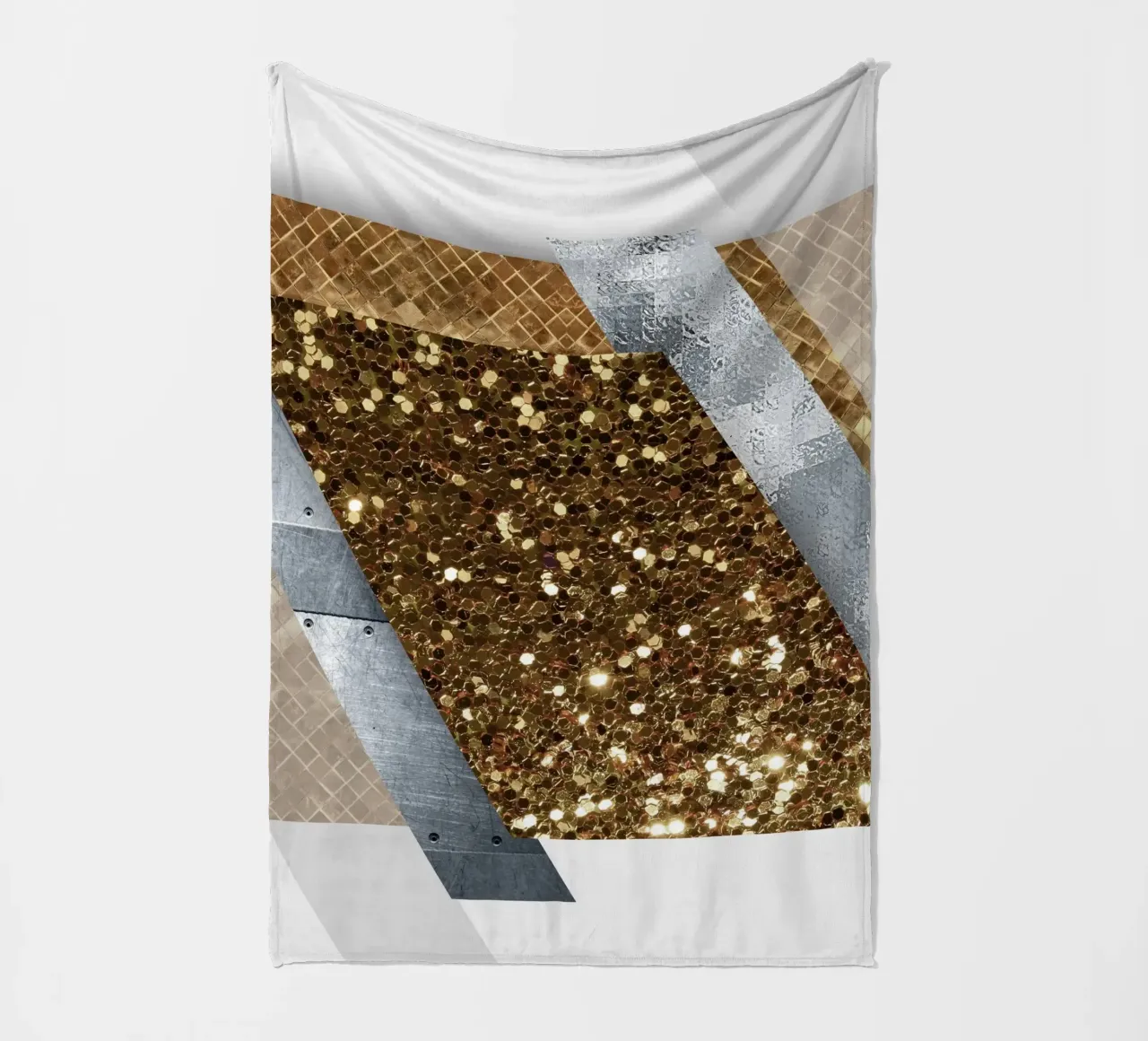 shimmering golden geometric abstract 1 coperta in pile da vintageshop