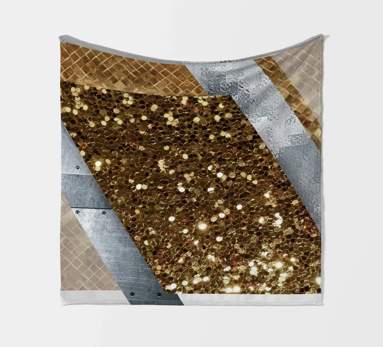 shimmering golden geometric abstract 1 coperta in pile da vintageshop
