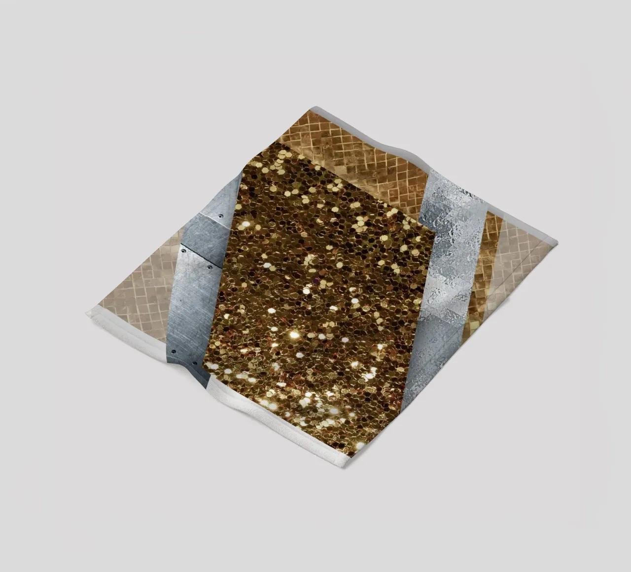 shimmering golden geometric abstract 1 coperta in pile da vintageshop