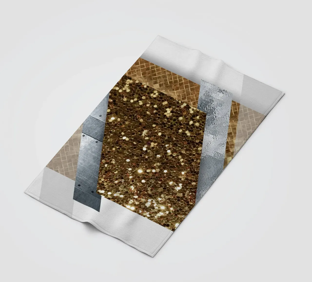 shimmering golden geometric abstract 1 coperta in pile da vintageshop