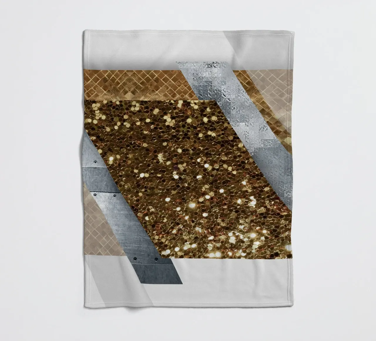 shimmering golden geometric abstract 1 coperta in pile da vintageshop