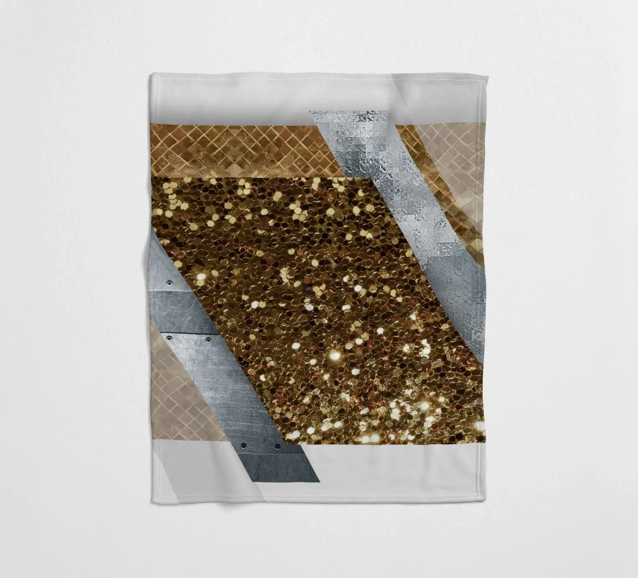 shimmering golden geometric abstract 1 coperta in pile da vintageshop