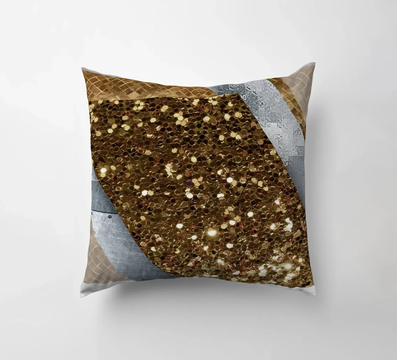 shimmering golden geometric abstract 1 cuscino da vintageshop
