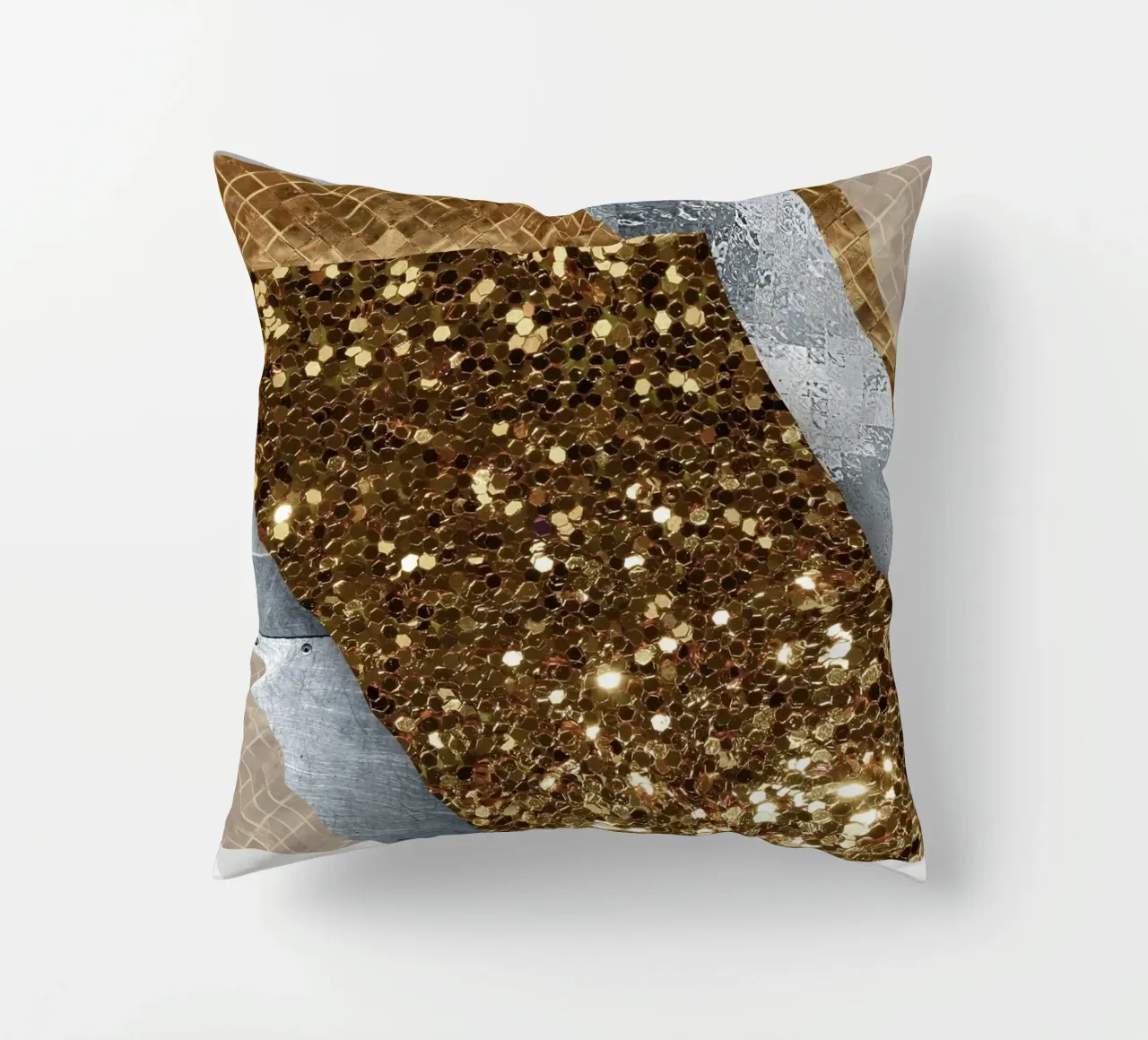 shimmering golden geometric abstract 1 cuscino da vintageshop
