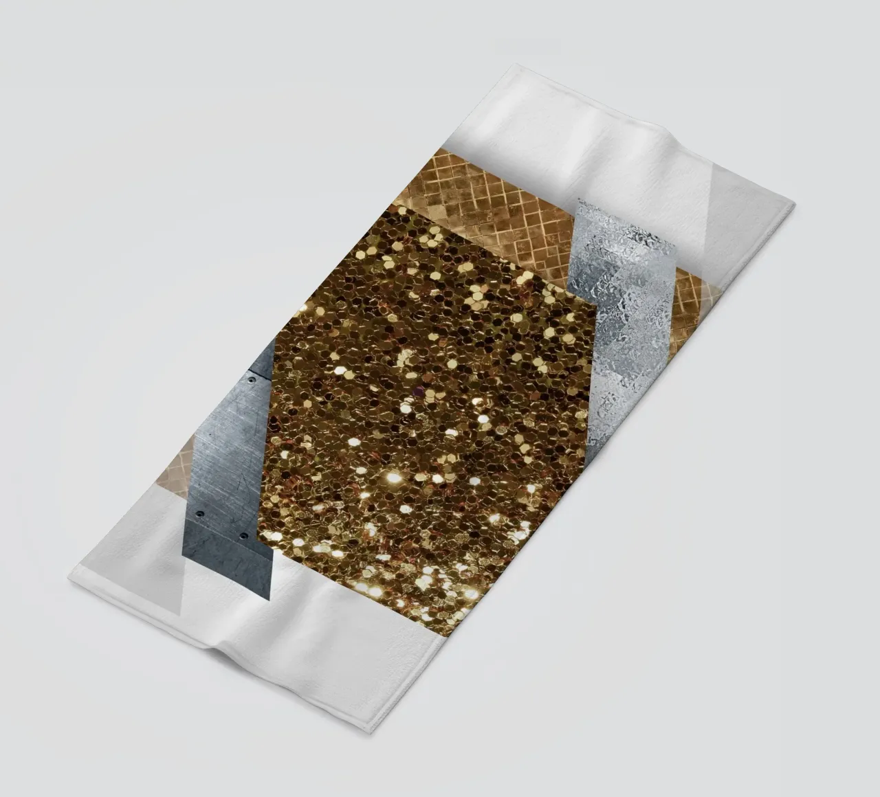 shimmering golden geometric abstract 1 telo mare da vintageshop