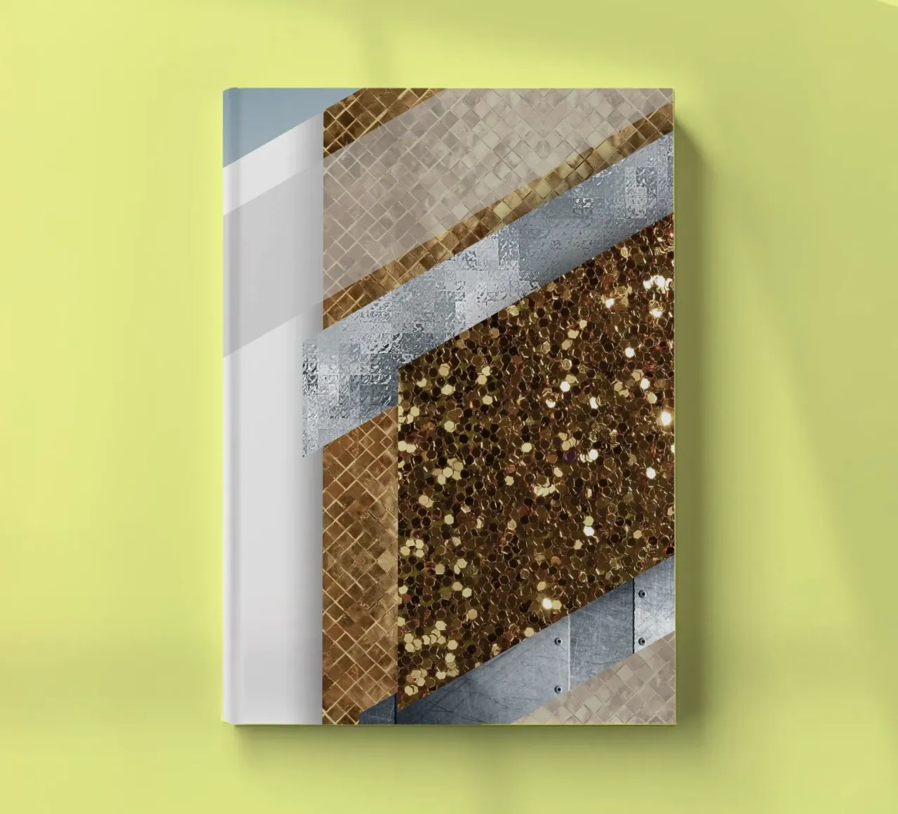 shimmering golden geometric abstract 02 notebook by vintageshop