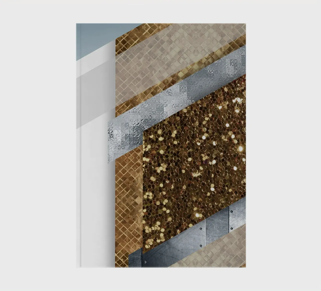 shimmering golden geometric abstract 02 notebook by vintageshop