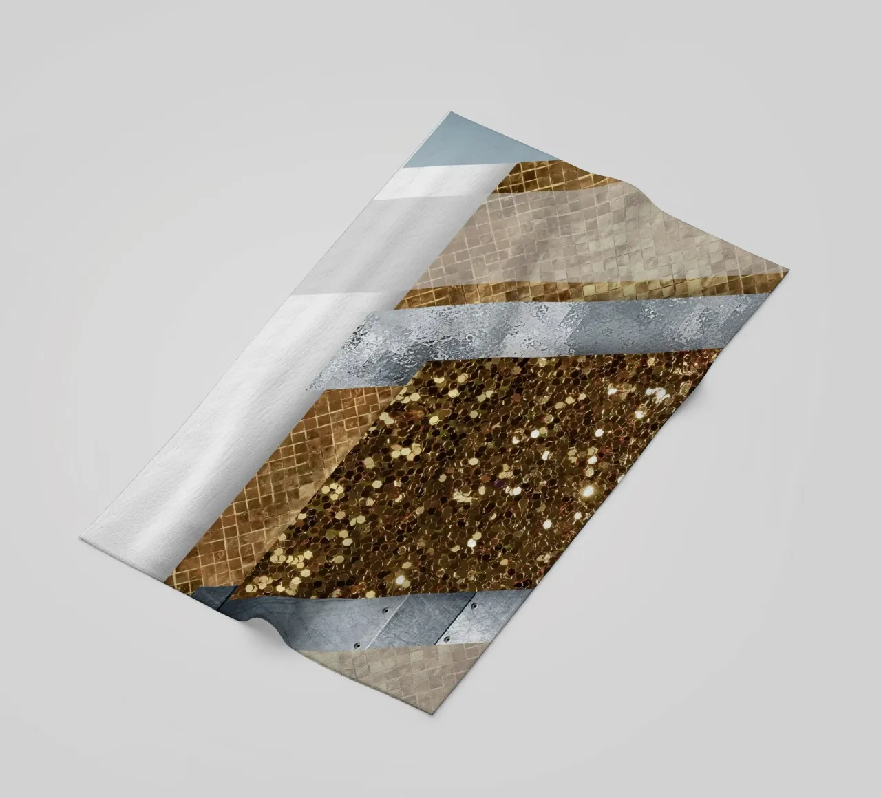 shimmering golden geometric abstract 02 telo mare da vintageshop