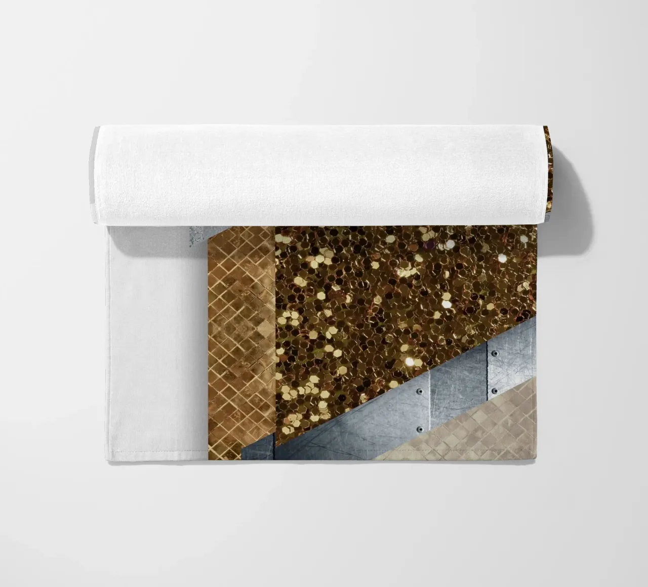 shimmering golden geometric abstract 02 telo mare da vintageshop