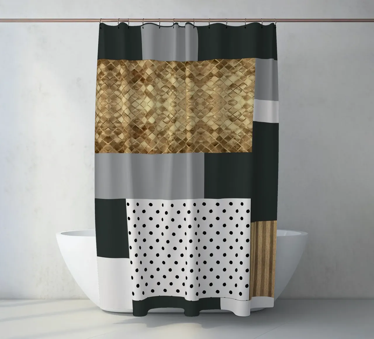 abstract gray and black squares tenda da doccia da vintageshop