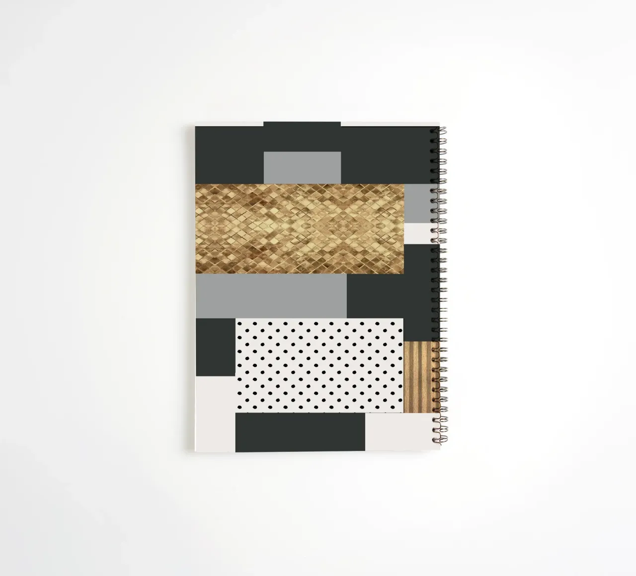 abstract gray and black squares spiral notebook by vintageshop