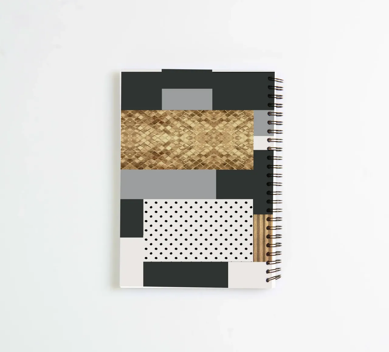 abstract gray and black squares spiral notebook by vintageshop