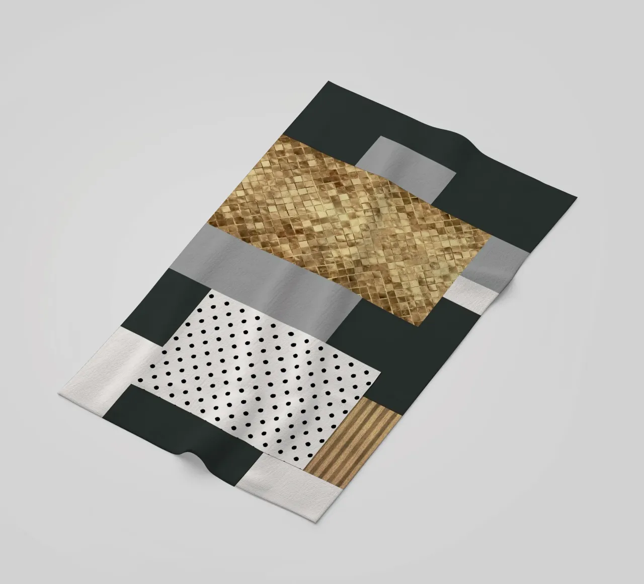abstract gray and black squares telo mare da vintageshop