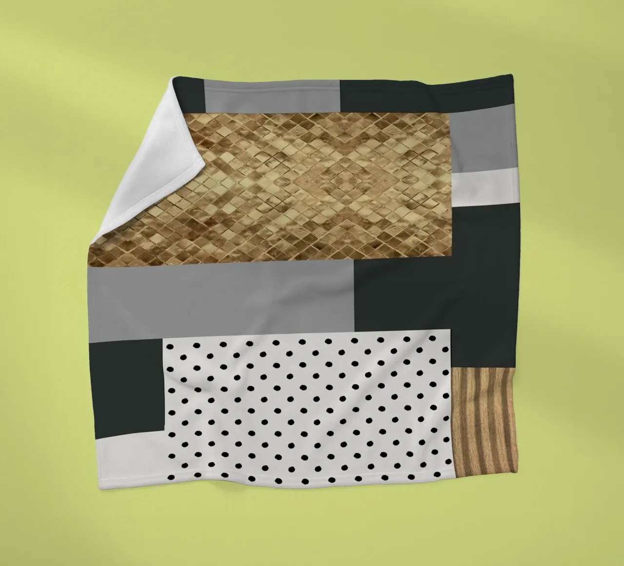 abstract gray and black squares coperta in pile da vintageshop