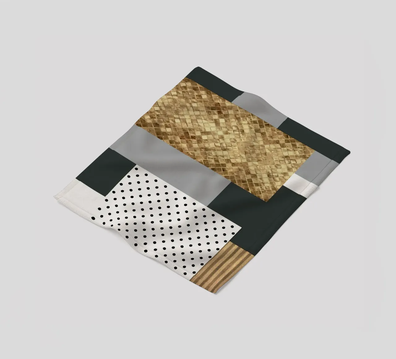 abstract gray and black squares coperta in pile da vintageshop