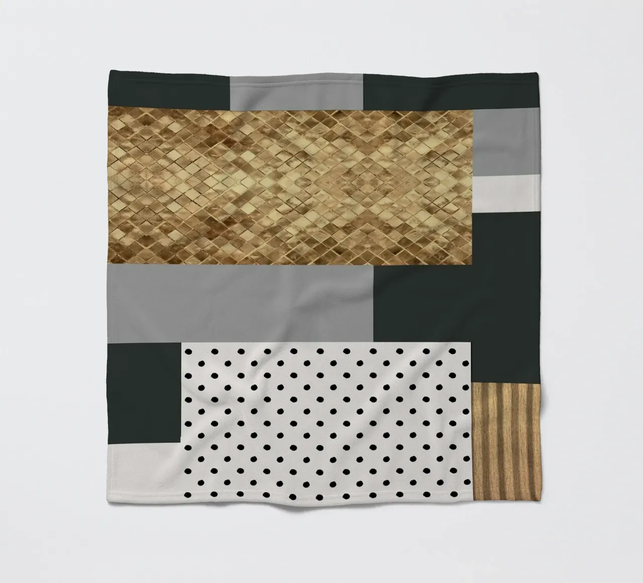 abstract gray and black squares coperta in pile da vintageshop