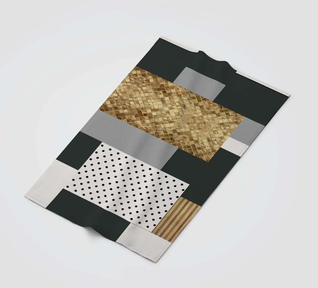abstract gray and black squares coperta in pile da vintageshop
