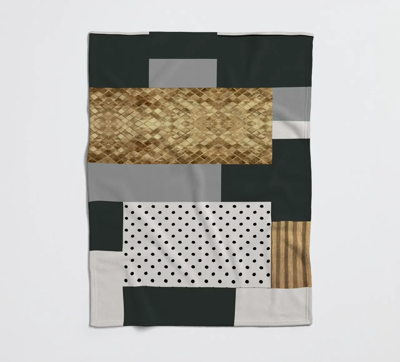 abstract gray and black squares coperta in pile da vintageshop