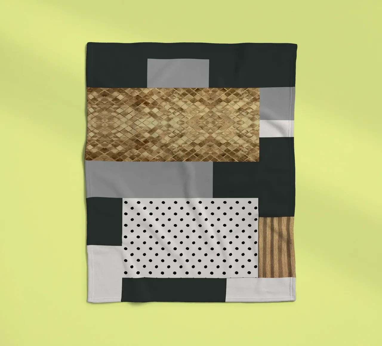 abstract gray and black squares coperta in pile da vintageshop