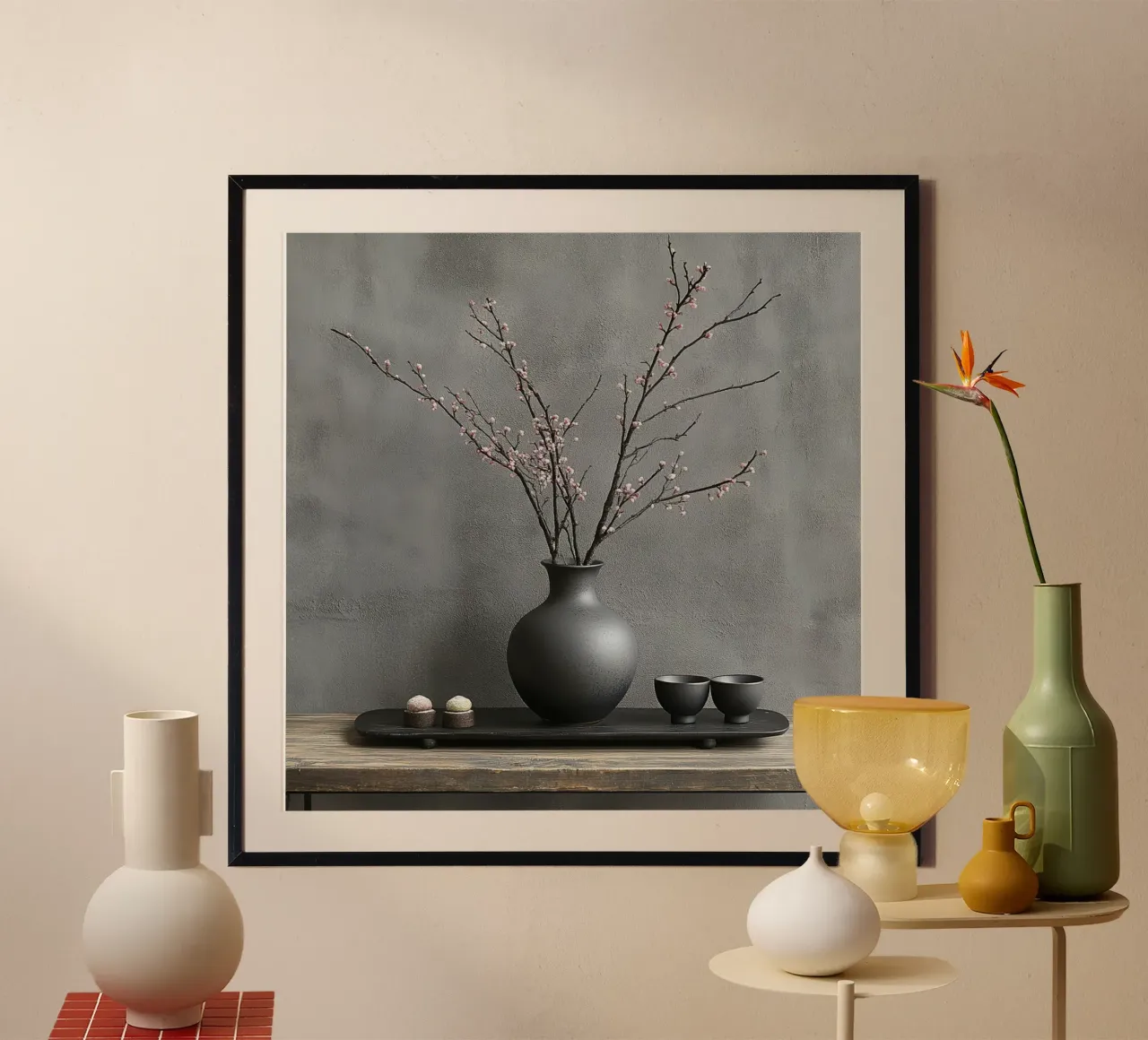 Essenza del Giappone poster con telaio in legno da Wanderlust Vibes