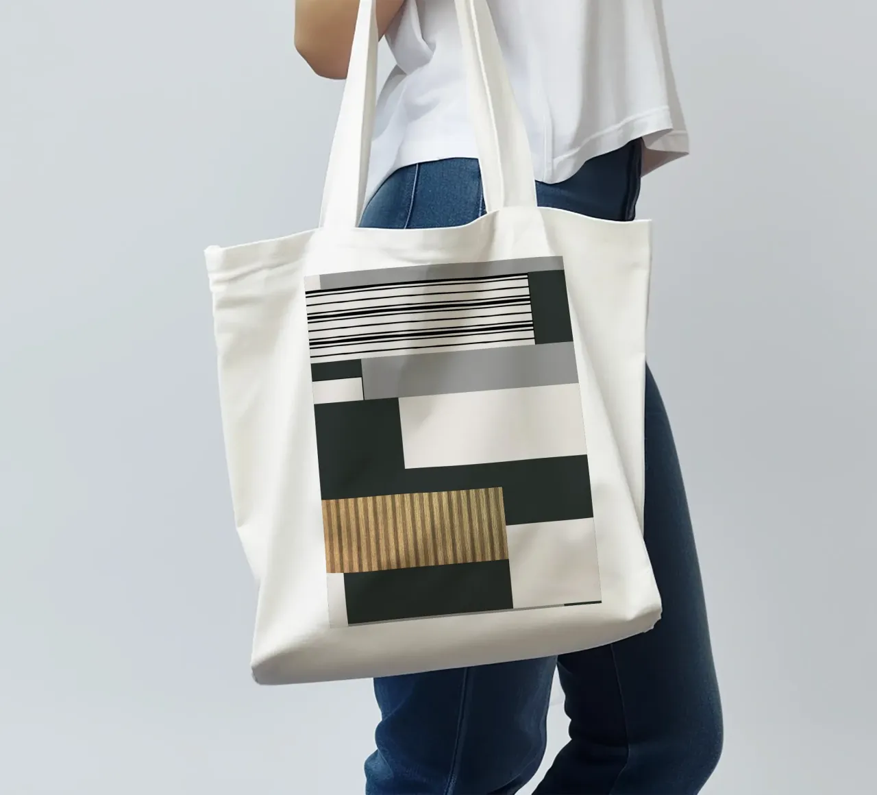 abstract gray and black squares 2 borsa in juta da vintageshop