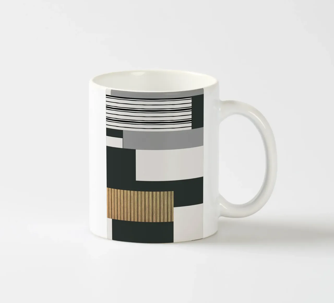 abstract gray and black squares 2 tazza in ceramica da vintageshop